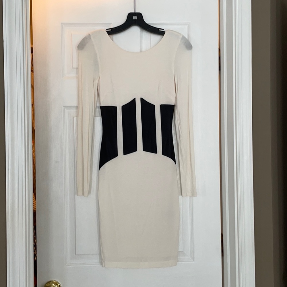 Cream and Black Bebe Dress